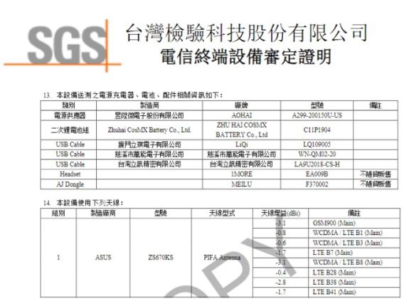 ASUS ZenFone 7 NCC, seznamy TUV odhalují 6,7palcový displej, 512 GB úložiště, 5 000 mAh baterii, 30 W nabíjení a další