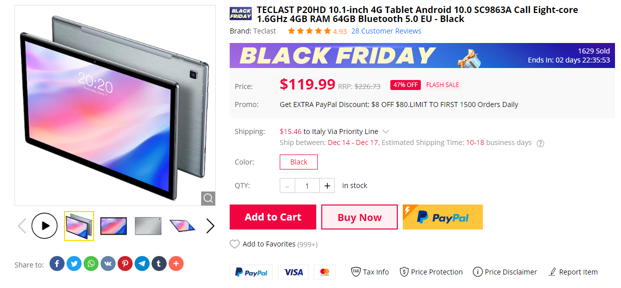 Tablet TECLAST P20HD 