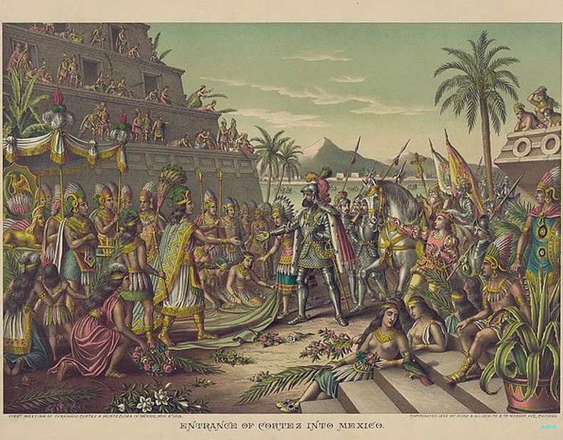 Vchod Hernan Cortes do Mexika